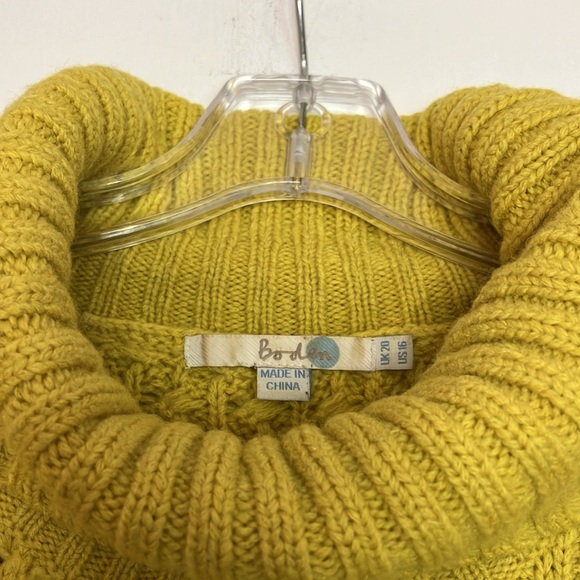 Boden Yellow Cable Knit Turtleneck Swing Sweater - Picture 4 of 9
